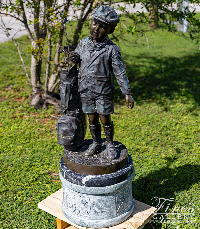 Bronze Statues  - Young Child Golfer Bronze Statue - BS-129